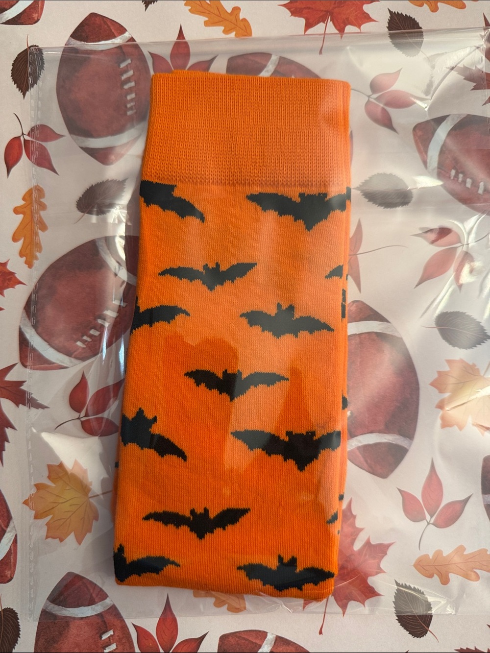 Unisex Halloween Orange/Black Bat Socks (OS)